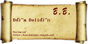 Böm Belián névjegykártya