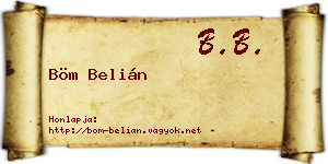 Böm Belián névjegykártya